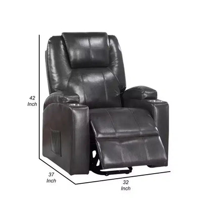 Fauteuil inclinable Royal Hampton 37 pouces, élévateur électrique, porte-gobelets, similicuir gris