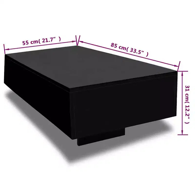 Coffee Table High gloss black MDF with a high gloss finish Medium