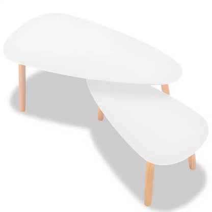 Tables basses, lot de 2, blanc, pin massif, MDF, moyennes, durables