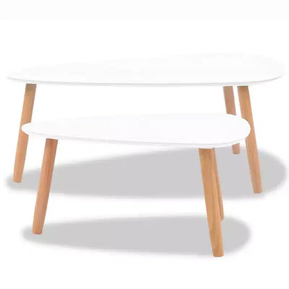 Tables basses, lot de 2, blanc, pin massif, MDF, moyennes, durables