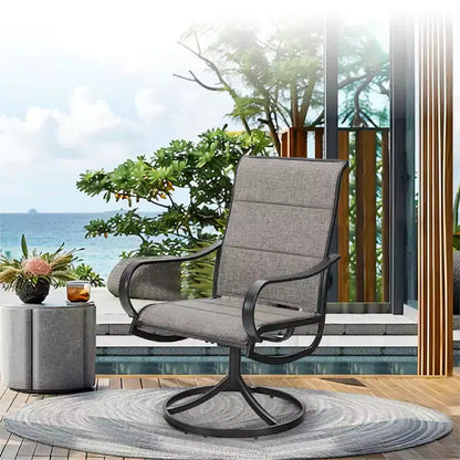 Captiva Designs Ensemble de salle à manger d'extérieur 5 pièces avec table carrée en acier et chaises pivotantes en métal avec toile textile