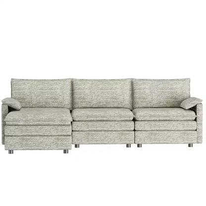 Canapé modulable XL 108 places en L avec ottomane pour salon/appartement