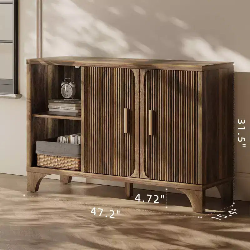 Meuble de rangement moderne SUGIFT avec étagères réglables, cadre en bois durable, base surélevée et rangement polyvalent pour la maison