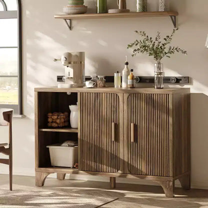 Meuble de rangement moderne SUGIFT avec étagères réglables, cadre en bois durable, base surélevée et rangement polyvalent pour la maison