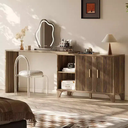 Meuble de rangement moderne SUGIFT avec étagères réglables, cadre en bois durable, base surélevée et rangement polyvalent pour la maison