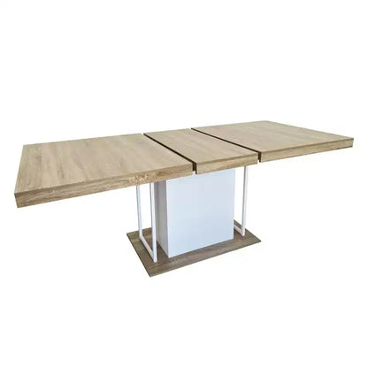 Homy Casa Extendable Dining Table, Oak and White  Modern Expandable Design