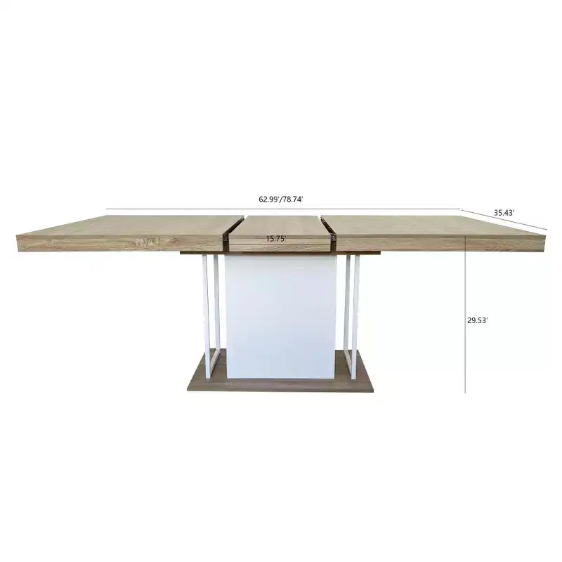 Homy Casa Extendable Dining Table, Oak and White  Modern Expandable Design