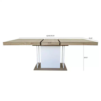 Homy Casa Extendable Dining Table, Oak and White  Modern Expandable Design