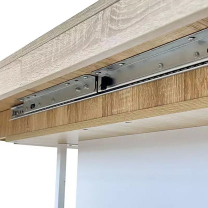 Homy Casa Extendable Dining Table, Oak and White  Modern Expandable Design