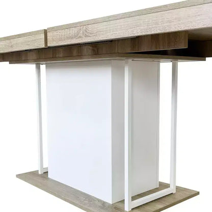 Homy Casa Extendable Dining Table, Oak and White  Modern Expandable Design