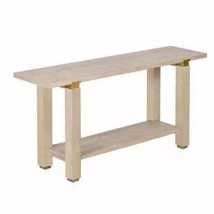 Okak 63IN Modern Narrow Console Table, Entryway Table with Metal Accents and Open Shelf, Accent Table for Living Room, Hallway, Natural