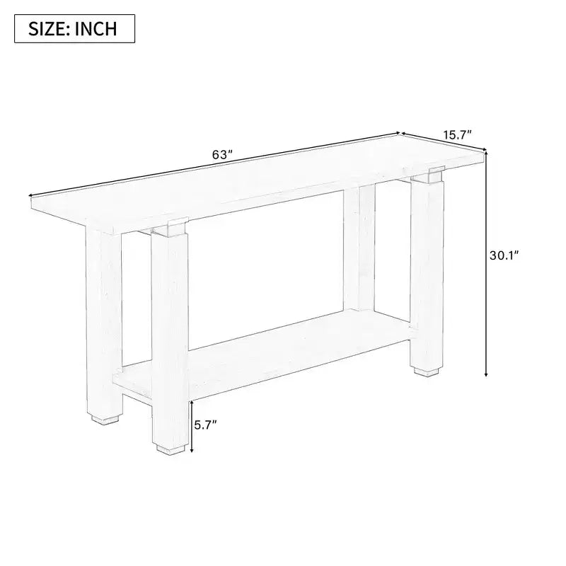 Okak 63IN Modern Narrow Console Table, Entryway Table with Metal Accents and Open Shelf, Accent Table for Living Room, Hallway, Natural