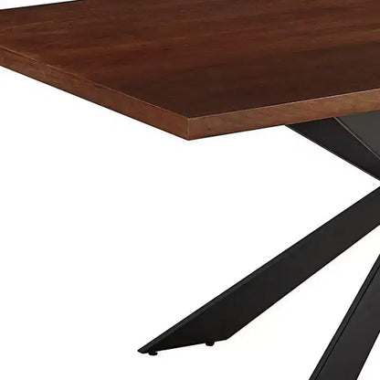 Table à manger HomeRoots 81 avec piètement croisé en bois brun et noir et métal