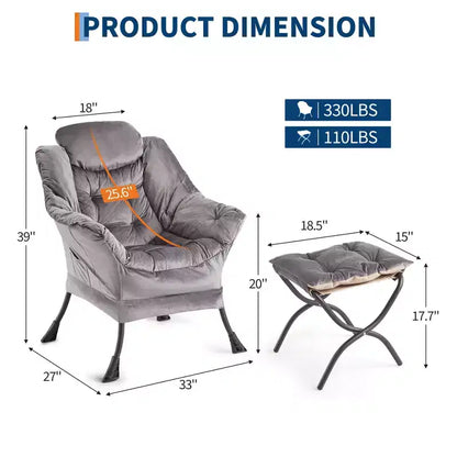 COZONY lazy chair with ottoman and pillow, comfy lounge chair with side pocket for living room bedroom office