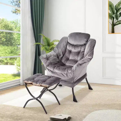 COZONY lazy chair with ottoman and pillow, comfy lounge chair with side pocket for living room bedroom office