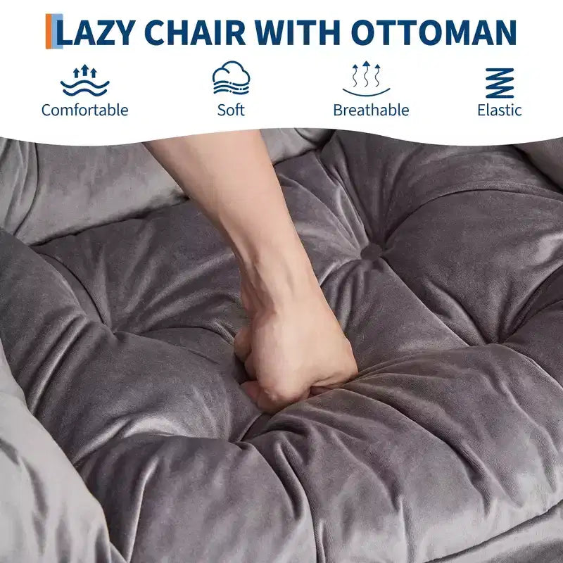 COZONY lazy chair with ottoman and pillow, comfy lounge chair with side pocket for living room bedroom office