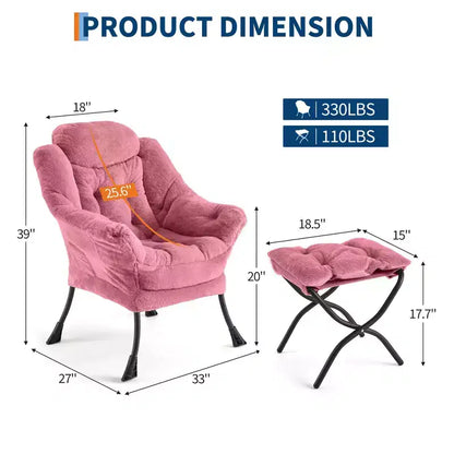 COZONY lazy chair with ottoman and pillow, comfy lounge chair with side pocket for living room bedroom office