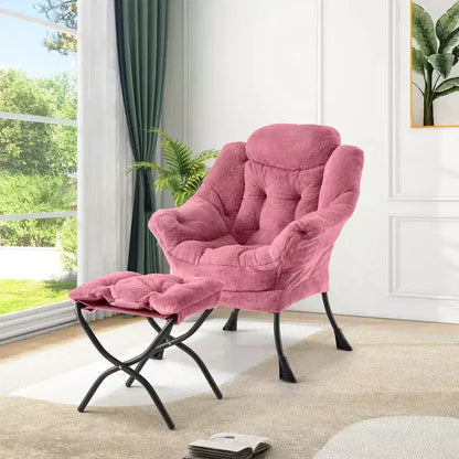 COZONY lazy chair with ottoman and pillow, comfy lounge chair with side pocket for living room bedroom office