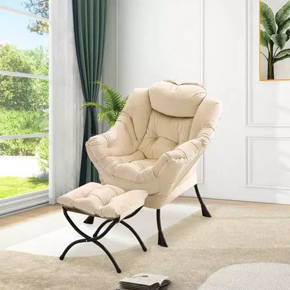 COZONY lazy chair with ottoman and pillow, comfy lounge chair with side pocket for living room bedroom office