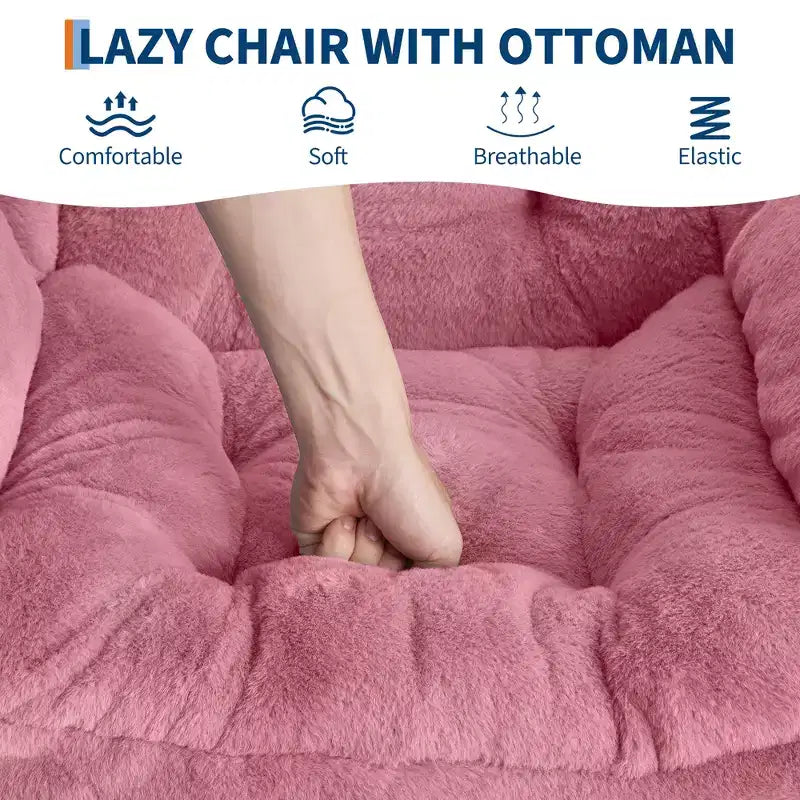 COZONY lazy chair with ottoman and pillow, comfy lounge chair with side pocket for living room bedroom office