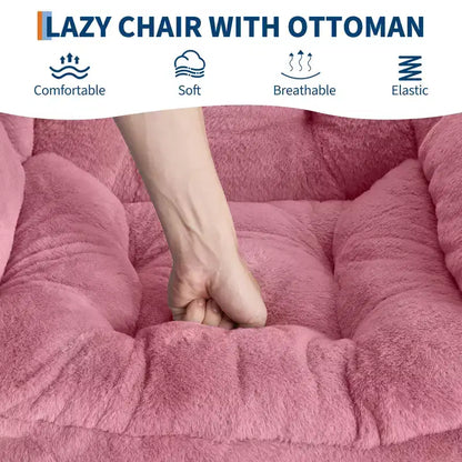 COZONY lazy chair with ottoman and pillow, comfy lounge chair with side pocket for living room bedroom office