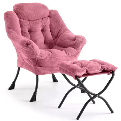 COZONY lazy chair with ottoman and pillow, comfy lounge chair with side pocket for living room bedroom office