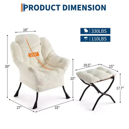 COZONY lazy chair with ottoman and pillow, comfy lounge chair with side pocket for living room bedroom office