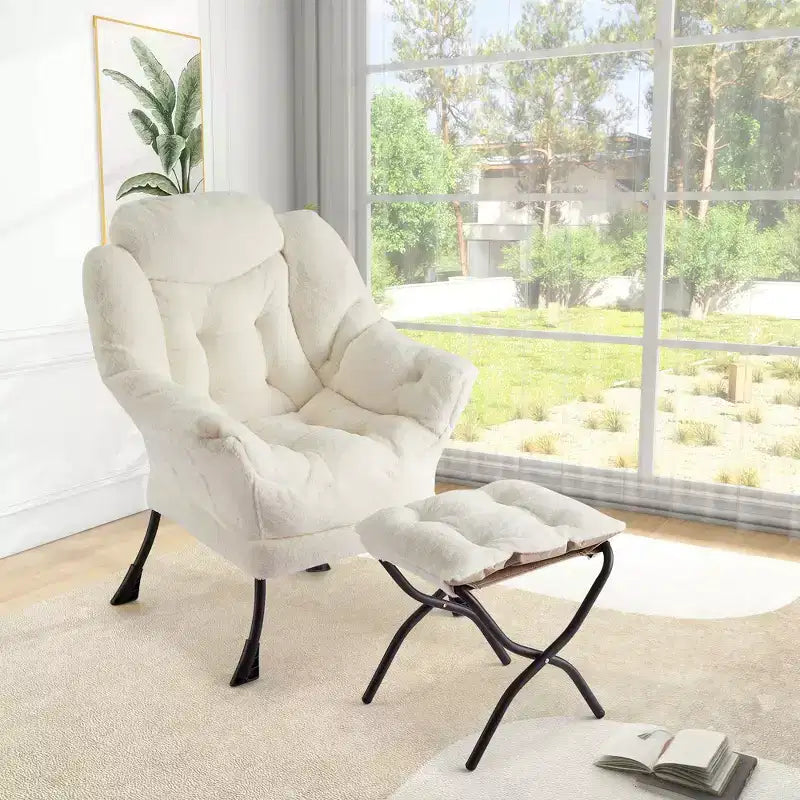 COZONY lazy chair with ottoman and pillow, comfy lounge chair with side pocket for living room bedroom office