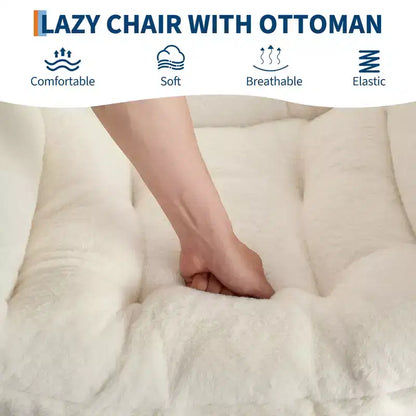 COZONY lazy chair with ottoman and pillow, comfy lounge chair with side pocket for living room bedroom office