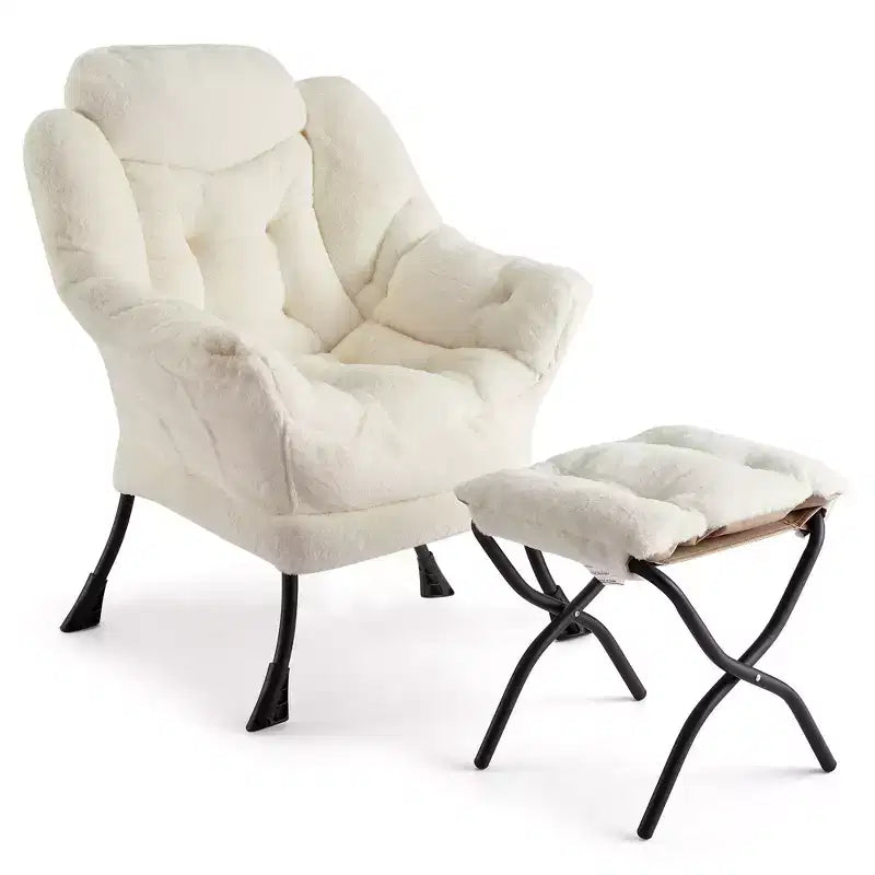 COZONY lazy chair with ottoman and pillow, comfy lounge chair with side pocket for living room bedroom office