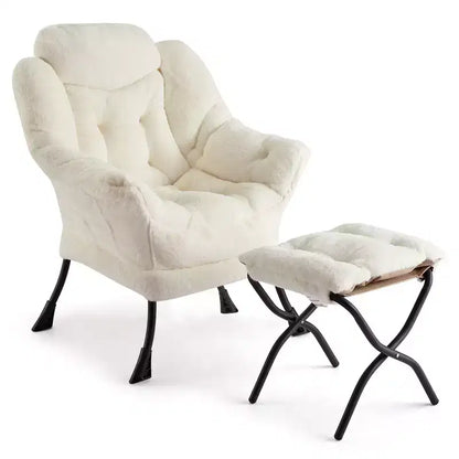 COZONY lazy chair with ottoman and pillow, comfy lounge chair with side pocket for living room bedroom office