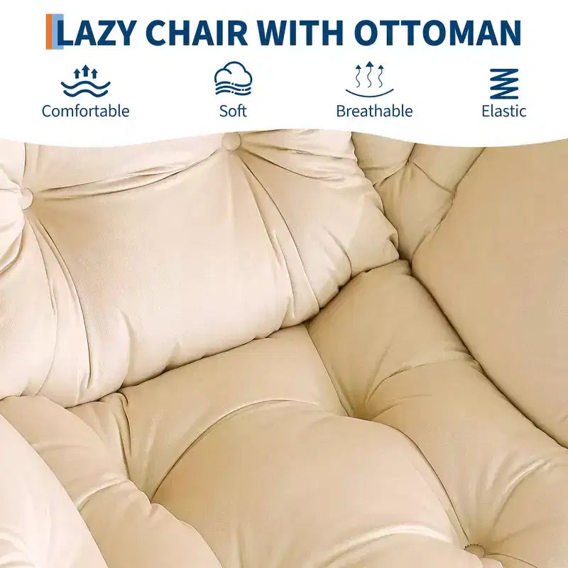 COZONY lazy chair with ottoman and pillow, comfy lounge chair with side pocket for living room bedroom office