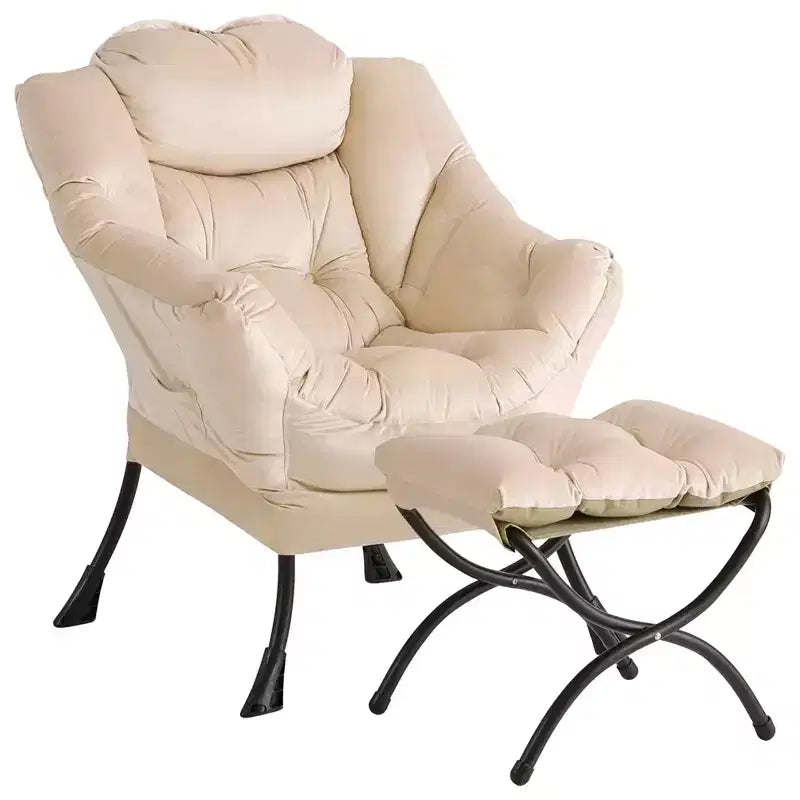 COZONY lazy chair with ottoman and pillow, comfy lounge chair with side pocket for living room bedroom office