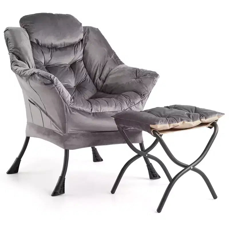 COZONY lazy chair with ottoman and pillow, comfy lounge chair with side pocket for living room bedroom office