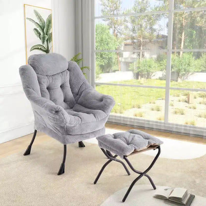 COZONY lazy chair with ottoman and pillow, comfy lounge chair with side pocket for living room bedroom office