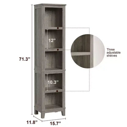 Bookcase 5-Tier Farmhouse Bookshelf Wooden Bookcase Rustic Vintage Multi-Tier Oak Bookcase for Home Office, Living Room, Bedroom