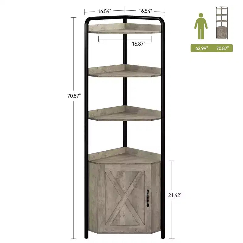 Corner Cabinet Shelf Organizer, 5-Tier Storage Shelf for Living Room and Kitchen