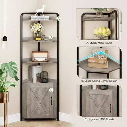 Corner Cabinet Shelf Organizer, 5-Tier Storage Shelf for Living Room and Kitchen