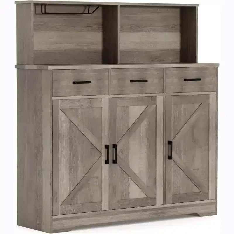 Meuble de rangement pour four à micro-ondes, buffet de ferme avec portes coulissantes, tiroirs et étagères, meuble de bar à café en bois pour cuisine