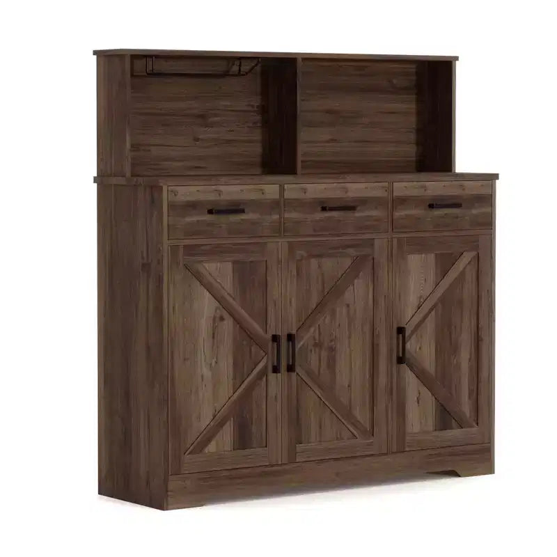 Meuble de rangement pour four à micro-ondes, buffet de ferme avec portes coulissantes, tiroirs et étagères, meuble de bar à café en bois pour cuisine