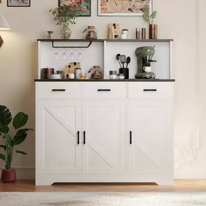 Meuble de rangement pour four à micro-ondes, buffet de ferme avec portes coulissantes, tiroirs et étagères, meuble de bar à café en bois pour cuisine