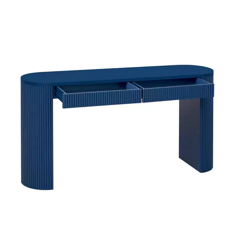 Homy Casa Table Console Moderne Nervurée avec 2 Tiroirs Table d'Entrée ou Coiffeuse Élégante