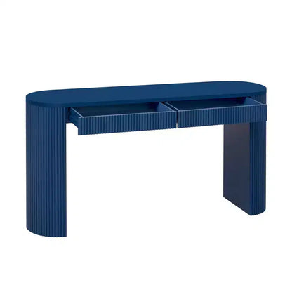 Homy Casa Table Console Moderne Nervurée avec 2 Tiroirs Table d'Entrée ou Coiffeuse Élégante