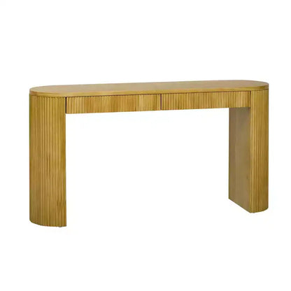 Homy Casa Table Console Moderne Nervurée avec 2 Tiroirs Table d'Entrée ou Coiffeuse Élégante