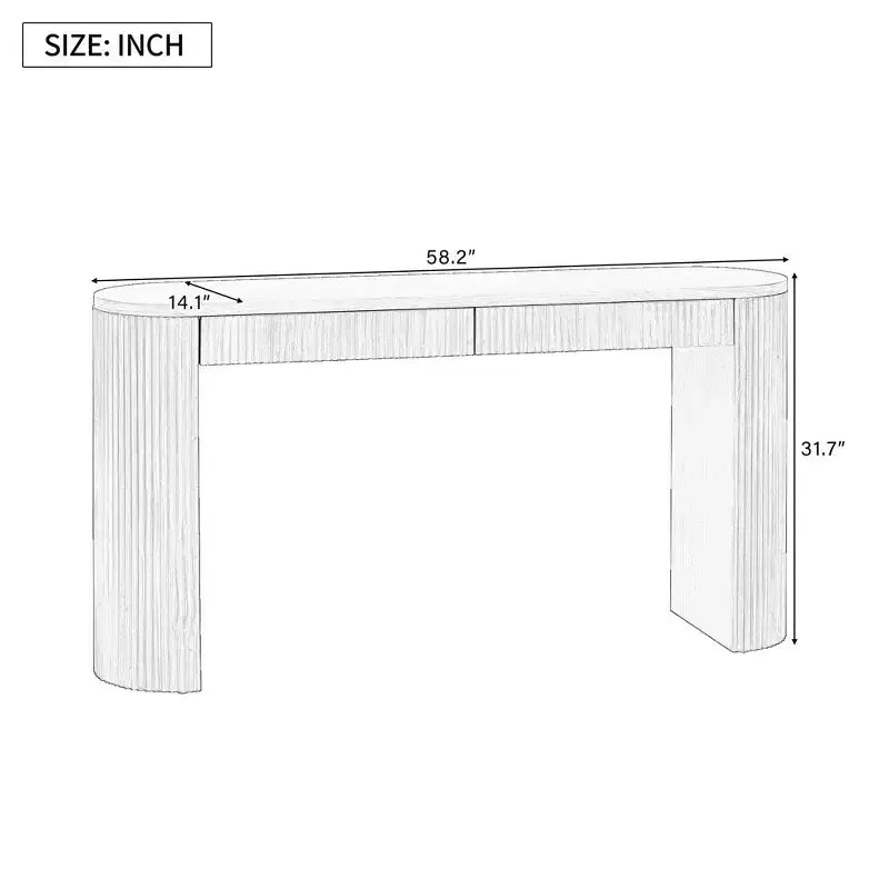 Homy Casa Table Console Moderne Nervurée avec 2 Tiroirs Table d'Entrée ou Coiffeuse Élégante