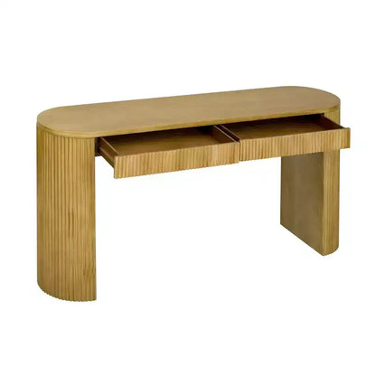 Homy Casa Table Console Moderne Nervurée avec 2 Tiroirs Table d'Entrée ou Coiffeuse Élégante