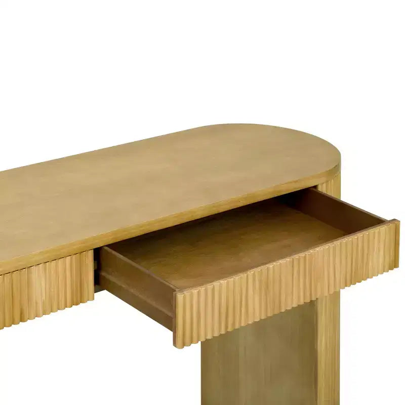 Homy Casa Table Console Moderne Nervurée avec 2 Tiroirs Table d'Entrée ou Coiffeuse Élégante