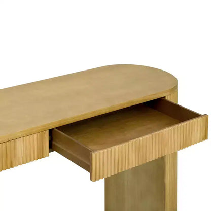 Homy Casa Table Console Moderne Nervurée avec 2 Tiroirs Table d'Entrée ou Coiffeuse Élégante