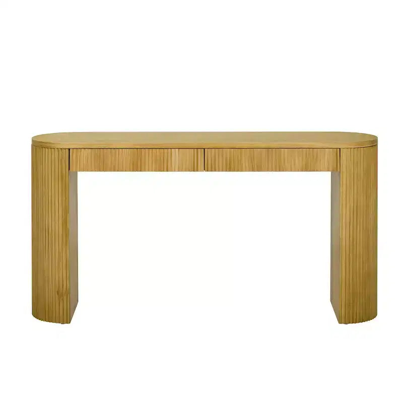 Homy Casa Table Console Moderne Nervurée avec 2 Tiroirs Table d'Entrée ou Coiffeuse Élégante