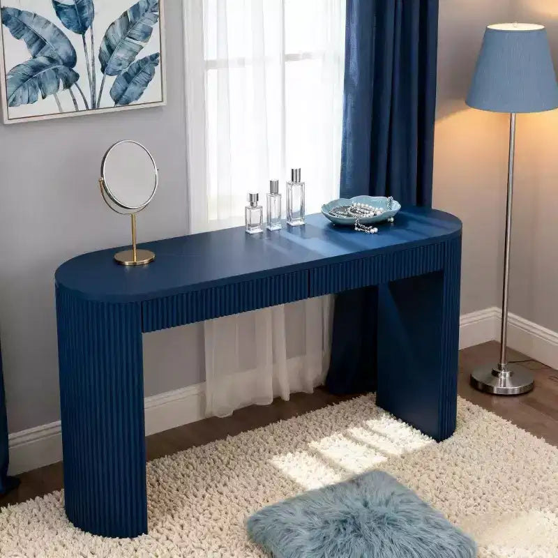Homy Casa Table Console Moderne Nervurée avec 2 Tiroirs Table d'Entrée ou Coiffeuse Élégante